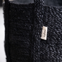 Großer runder MOYHA Jute Korb, Schwarz, 46 cm Durchmesser, 40 cm hoch