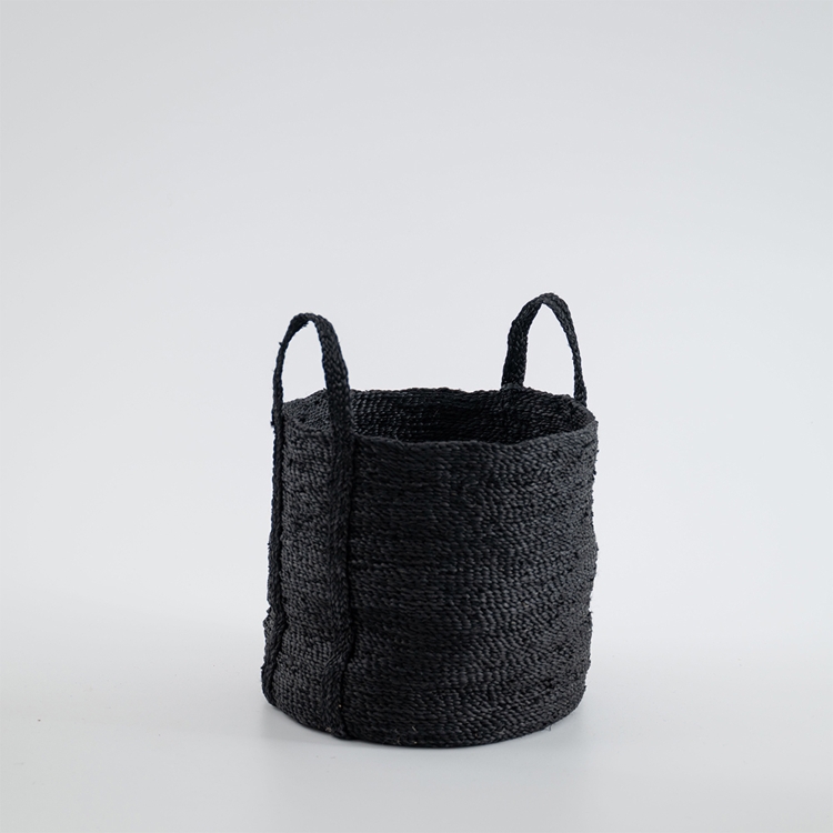 MOYHA Runder Jutekorb XXL, Schwarz, 46 cm Durchmesser, 40 cm Höhe