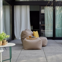 VOX Looz Outdoor Hocker Beige, 60x40x60 cm, im Wohnzimmer