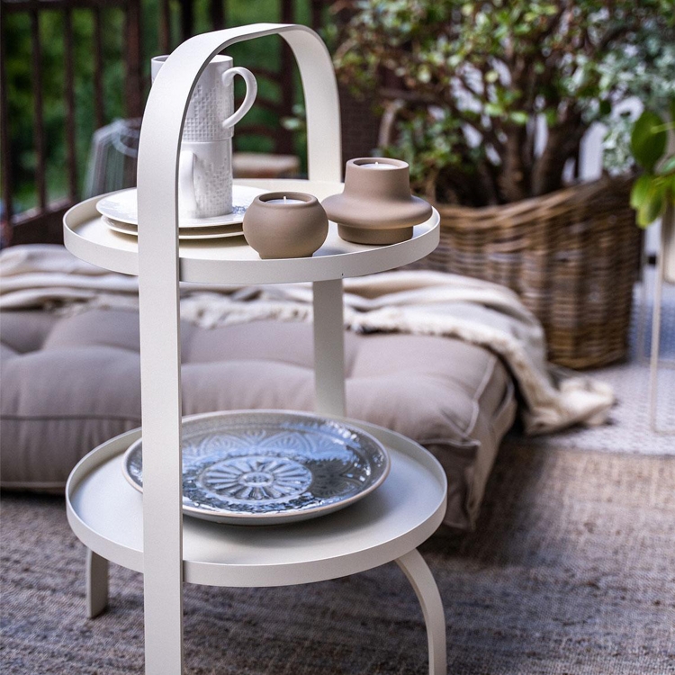 VOX Beistelltisch Outdoor Handy, Beige, 45x50 cm, mit Getränken