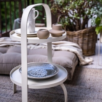 VOX Beistelltisch Outdoor Handy, Beige, 45x50 cm, mit Getränken