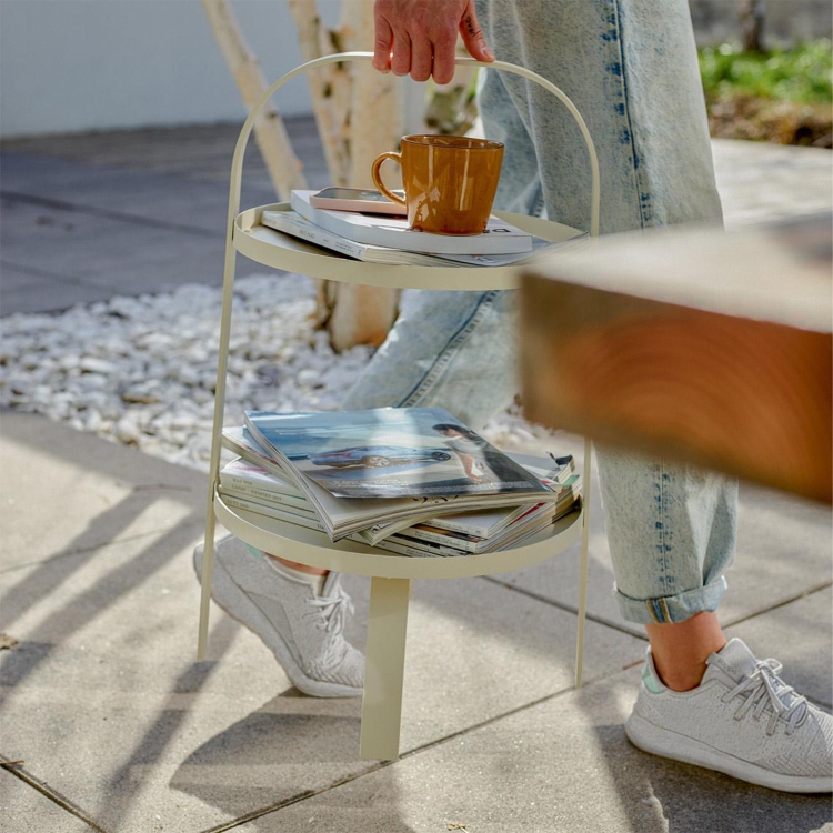 VOX Beistelltisch Outdoor Handy, Beige, 45x50 cm, im Garten