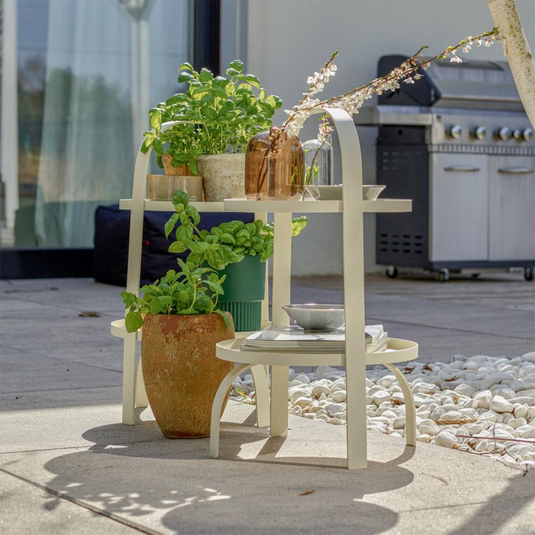 VOX Beistelltisch Outdoor Handy, Beige, 45x50 cm, mit Blumen