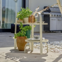 VOX Beistelltisch Outdoor Handy, Beige, 45x50 cm, mit Blumen