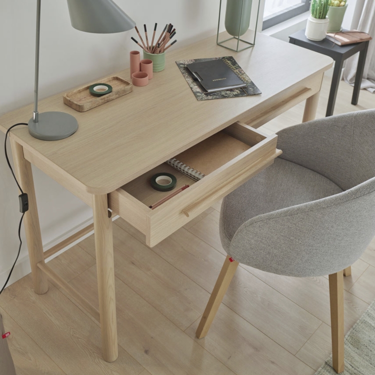 VOX OMM Schminktisch, helles Eichenholz, 120 x 75 cm, stilvolles Design