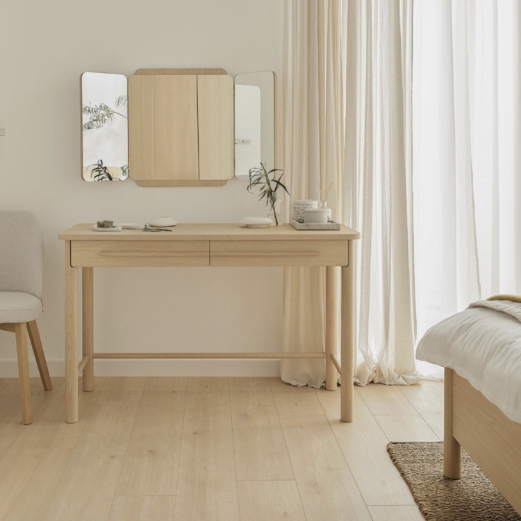Heller Schminktisch VOX OMM, 120 x 75 x 50 cm, Eichenholz, Soft-Close