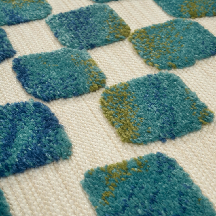 Designteppich Calma von Carpet Decor, 200x290 cm, Blau/Beige, fusselfrei und pflegeleicht