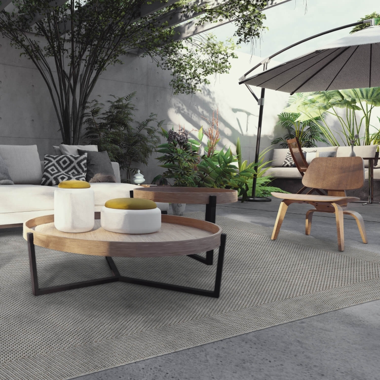 Carpet Decor Deserto, 200x290 cm, grauer Polypropylen-Teppich für Balkon oder Wohnzimmer