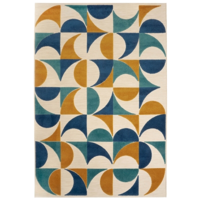 Carpet Decor In- & Outdoor-Teppich Verano, Polypropylen, Retro-Farben Türkis-Senf, Größe 160x230 cm