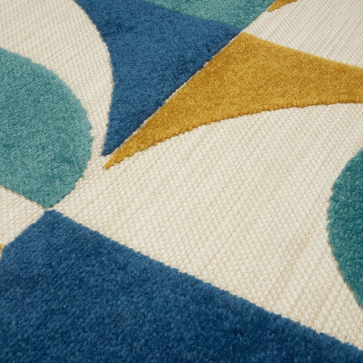 Carpet Decor Verano Teppich, 100 % Polypropylen, Farbmix Blau-Türkis-Beige, Maße 200x290 cm