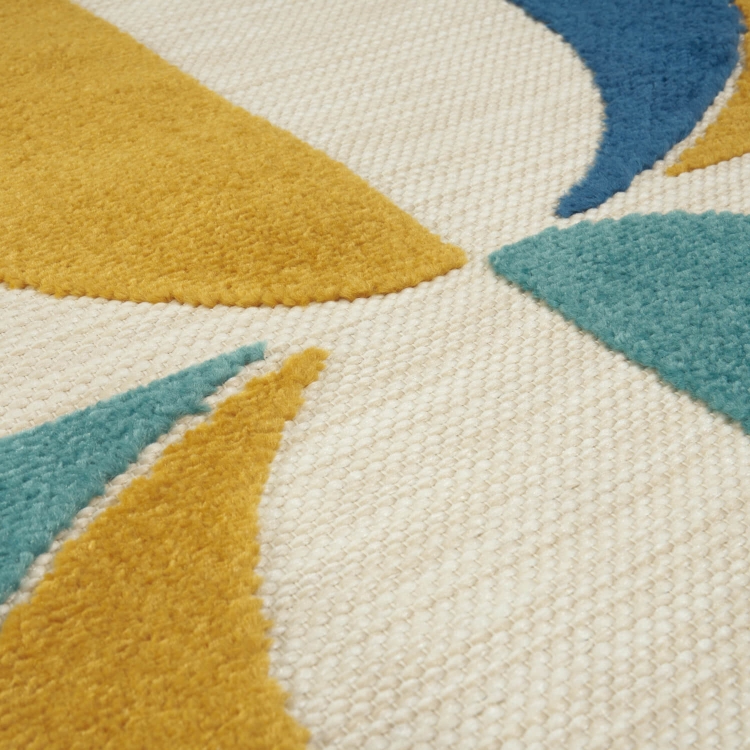 Teppich Verano von Carpet Decor, grafisches Retro-Muster in Blau-Beige, Polypropylen, 200x290 cm