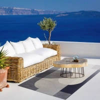 Moderner Outdoor-Teppich Madera von Carpet Decor, Polypropylen, Farben Blau, Grau, Off-White, 160x230 cm