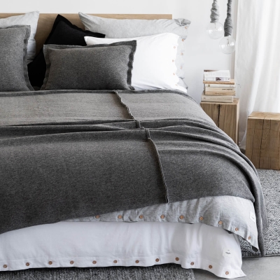 Moyha Wave Tagesdecke in Grau aus 90% Schurwolle 2