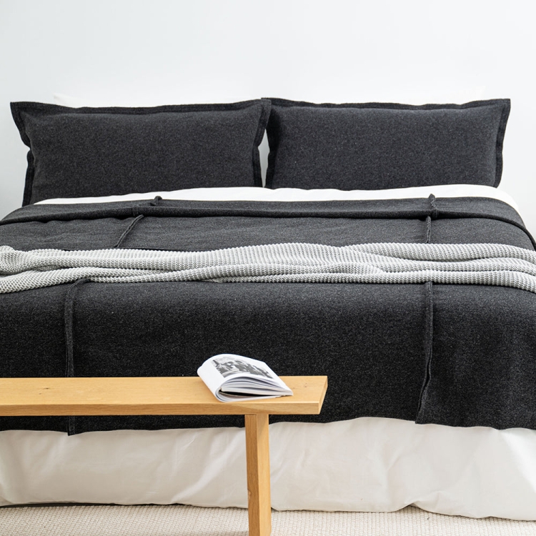 Moyha Wave Bettüberwurf, Anthrazit, aus 90% Schurwolle