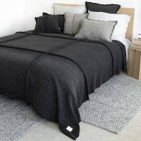 Moyha Wave Wohndecke, dunkelgrau anthrazit, 90% Schurwolle