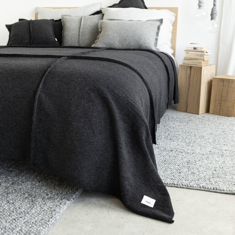 Moyha Wave Überwurf, dunkelgrau, Schurwolle 90%