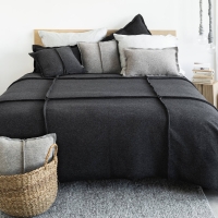 Moyha Wave Tagesdecke in Dunkelgrau Anthrazit aus 90% Schurwolle