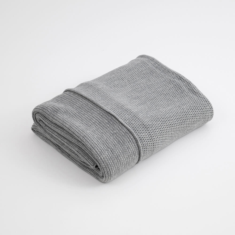 Moyha Tagesdecke Woolly, Grau, aus Strick, soft