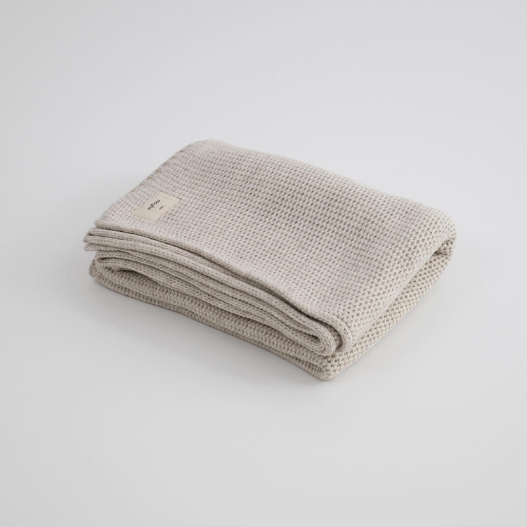 Moyha Soft Nap Strick-Plaid aus Grobstrick, beige, 130x180 cm