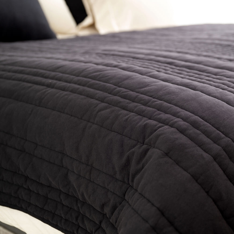 Moyha gesteppte Tagesdecke Dunkelgrau Anthrazit, 100% Baumwolle mit Polyestervlies-Füllung