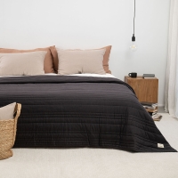 Moyha Gesteppte Tagesdecke in Anthrazit Dunkelgrau, Oberstoff 100% Baumwolle, Füllung Polyestervlies