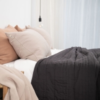 Moyha Quilted Tagesdecke, Dunkelgrau Anthrazit, 100% Baumwolle, Polyestervlies innen