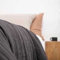 Moyha Tagesdecke gesteppte, Dunkelgrau Anthrazit, Obermaterial 100% Baumwolle, Füllung aus Polyestervlies