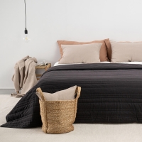 Moyha Gesteppte Decke fürs Bett, Anthrazit/Dunkelgrau, 100% Baumwolle, mit Polyestervlies-Füllung