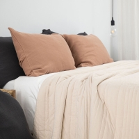 Moyha Tagesdecke gesteppte, Beige Sand, 100% Baumwolle, Polyestervlies innen