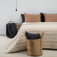 Moyha gesteppte Tagesdecke Beige Sand, 100% Baumwolle, Polyestervlies-Füllung