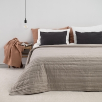 Moyha gesteppte Tagesdecke Grau-Beige Taupe, 100% Baumwolle mit Polyestervlies-Füllung