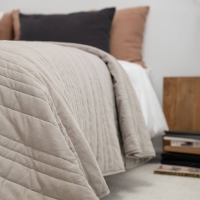 Moyha gesteppte Tagesdecke Grau-Beige Taupe, Obermaterial 100% Baumwolle, gefüllt mit Polyestervlies