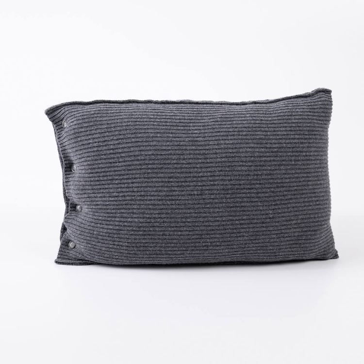 Moyha Classic Premium Dekokissen 60x40 cm, dunkelgrau Graphit, aus 80% Schurwolle