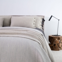 Moyha Classic Premium Wolldecke, hellgrau Creamy aus 80% Schurwolle