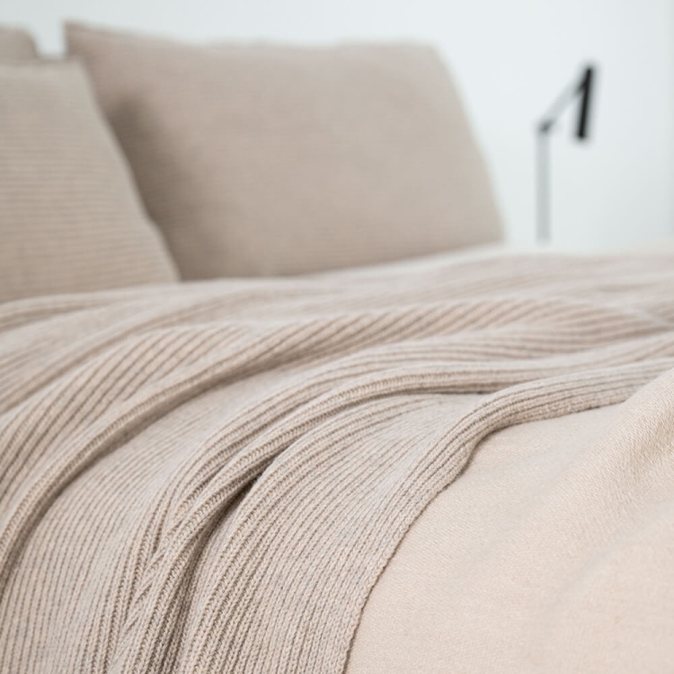 Moyha Classic Premium Wolldecke Beige, aus 80% Schurwolle