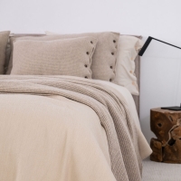 Moyha Classic Premium Wohndecke Beige, 80% Schurwolle