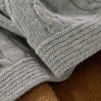 Moyha Zopfmuster Wolldecke Grau, elegante Strickdecke aus 80% Schurwolle