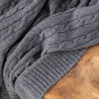 Moyha Zopfmuster Strickdecke dunkelgrau Graphit, 80% Schurwolle