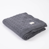 Moyha Zopfmuster Wolldecke, 80% Schurwolle, Farbe dunkelgrau Graphit