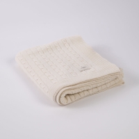 Moyha Wolldecke Zopfmuster, Farbe ecru Creme, Material 80% Schurwolle