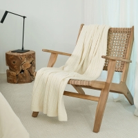 Moyha Zopfmuster Wolldecke, Creme Ecru, gefertigt aus 80% Schurwolle