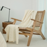 Moyha Luxury Woll-Plaid in Ecru/Creme, aus 80% Schurwolle