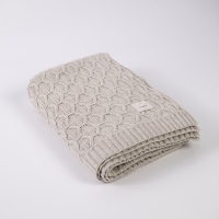 Moyha Luxury Wolldecke, hellgrau Creamy, gestrickt, 80% Schurwolle