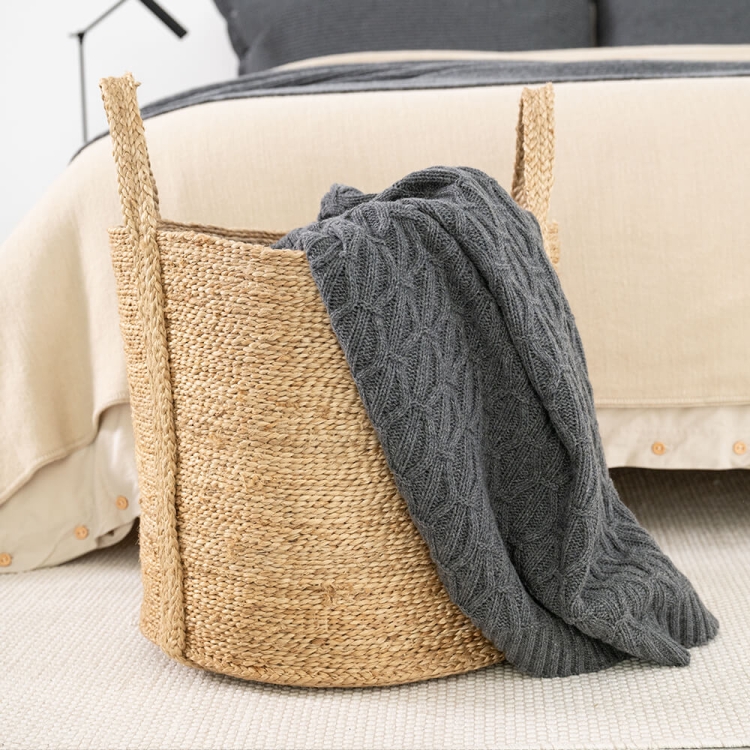 Moyha Luxury Strickdecke dunkelgrau Graphit, Material 80% Schurwolle