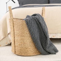 Moyha Luxury Strickdecke dunkelgrau Graphit, Material 80% Schurwolle