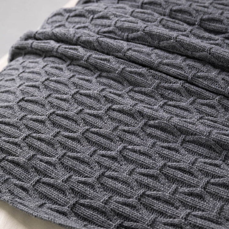 Moyha Luxury Woll-Plaid dunkelgrau Graphit, gestrickt, 80% Schurwolle