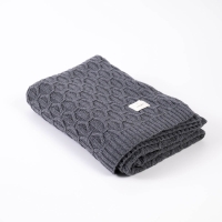 Moyha Luxury Wolldecke, Farbe dunkelgrau Graphit, gestrickt aus 80% Schurwolle