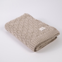 Moyha Luxury Wolldecke beige, gestrickt, Material 80% Schurwolle
