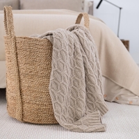 Moyha Luxury Strickdecke in Beige, 80% Schurwolle