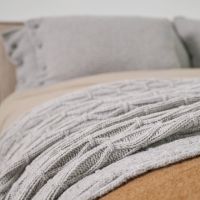 Moyha Luxury Woll-Strickdecke Grau, aus 80% Schurwolle